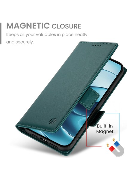Xiaomi Redmi Note 14 4g (163.25X76.55X8.16MM) Pu Deri Cüzdan Telefon Kılıfı-Balçık Yeşili (Yurt Dışından) indirimleri