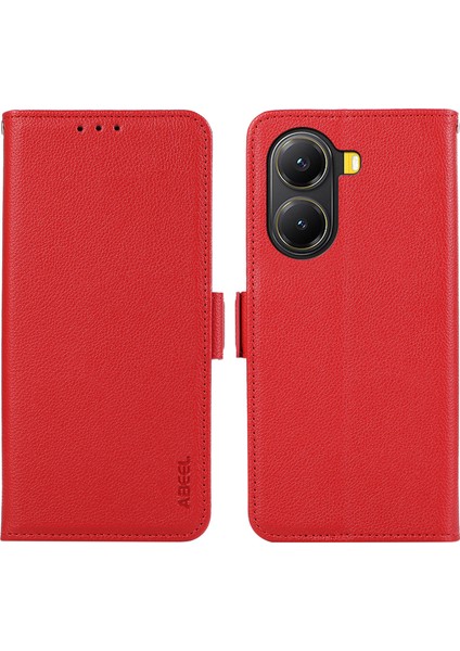 Xiaomi Poco X7 Pro 5g/redmi Turbo 4 5g Kılıf Litchi Doku Deri Rfıd Engelleme Telefon Kapağı-Kırmızı (Yurt Dışından)