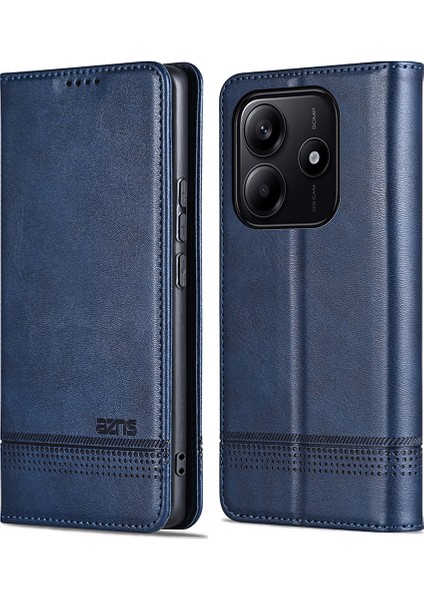 Xiaomi Redmi Note 14 5g Kılıf Sığır Derisi Doku Pu Deri Cüzdan Telefon Kapağı-Mavi Için (Yurt Dışından)