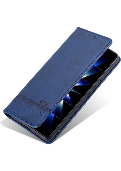 Xiaomi Redmi Note 14 5g Kılıf Sığır Derisi Doku Pu Deri Cüzdan Telefon Kapağı-Mavi Için (Yurt Dışından)