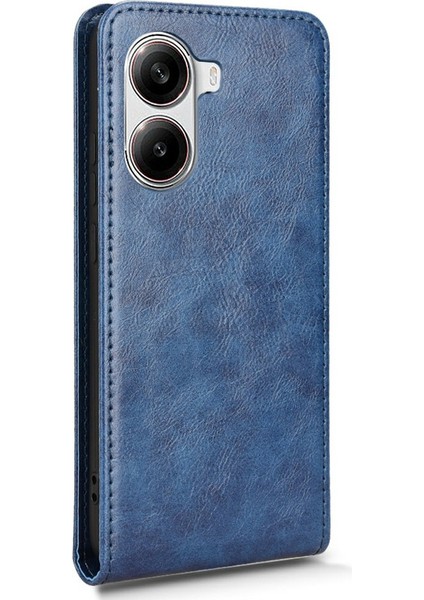 Xiaomi Poco X7 Pro 5g/redmi Turbo 4 5g Kılıf Kart Yuvası Manyetik Dikey Çevirme Deri Telefon Kapağı-Koyu Mavi (Yurt Dışından)