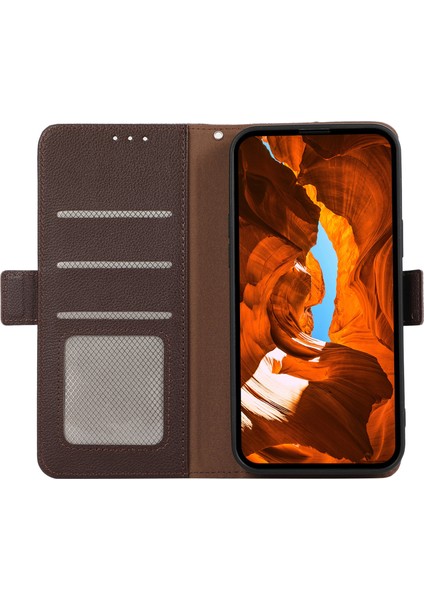 Xiaomi Poco X7 Pro 5g/redmi Turbo 4 5g Kılıf Litchi Doku Deri Rfıd Engelleme Telefon Kapağı-Kahverengi (Yurt Dışından)