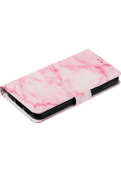 Xiaomi Redmi Note 14 Pro 4g Kılıf Desenli Pu Deri Flip Telefon Kapağı-Pembe Mermer (Yurt Dışından)