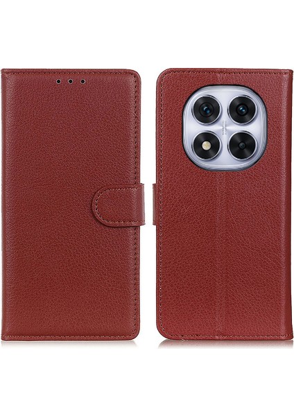Xiaomi Redmi Note 14 Pro 5g/poco X7 5g Pu Deri Litchi Doku-Kahverengi Için (Yurt Dışından)