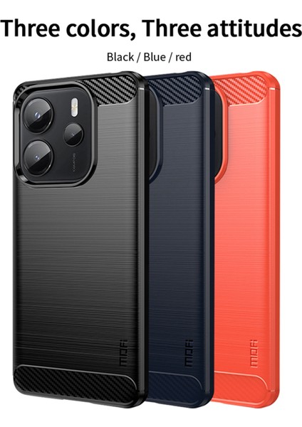 Xiaomi Redmi Note 14 4g (163.25X76.55X8.16MM) Arka Kapak Mofı Fırçalanmış Doku Karbon Fiber Yumuşak Tpu Kılıf-Mavi (Yurt Dışından)