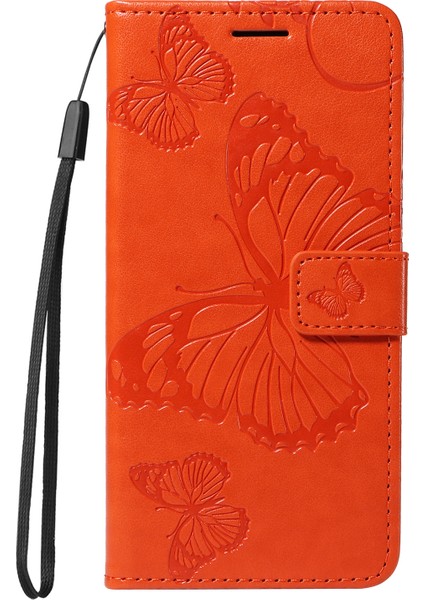 Xiaomi Redmi Note 14 4g (163.25X76.55X8.16MM) Çiçek Baskılı Deri Stand-Turuncu (Yurt Dışından)