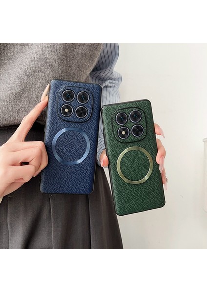 Xiaomi Redmi Note 14 Pro 5g Kılıf Için Magsafe Pu Deri + Tpu Telefon Arka Kapak-Balck ile Uyumlu (Yurt Dışından)