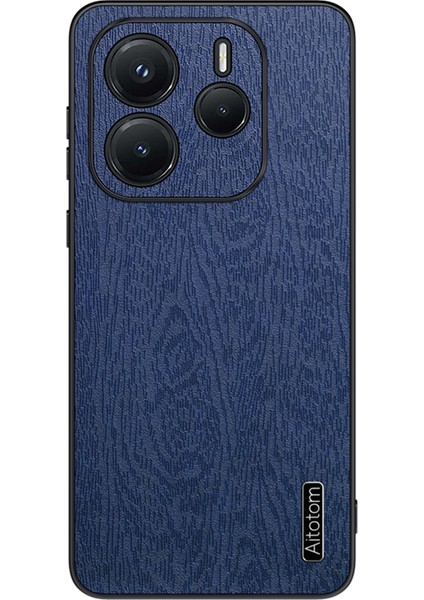Xiaomi Redmi Note 14 4g (163.25X76.55X8.16MM) Kılıf Ahşap Doku Pu Deri Kaplamalı Pc Tpu Telefon Kapağı-Mavi (Yurt Dışından)