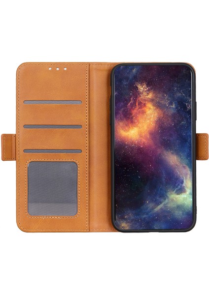 Xiaomi Redmi Note 14 Pro 4g Kılıf Standı Sığır Derisi Doku Pu Deri Telefon Kapağı-Sarı (Yurt Dışından)