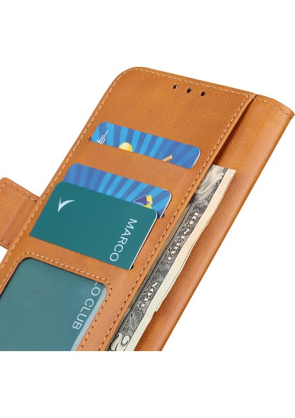 Xiaomi Redmi Note 14 Pro 4g Kılıf Standı Sığır Derisi Doku Pu Deri Telefon Kapağı-Sarı (Yurt Dışından)