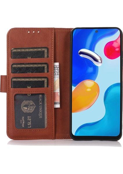 Xiaomi Poco X7 Pro 5g/redmi Turbo 4 5g Kılıf Sığır Derisi Doku Deri Cüzdan Stand-Kahverengi Için (Yurt Dışından)