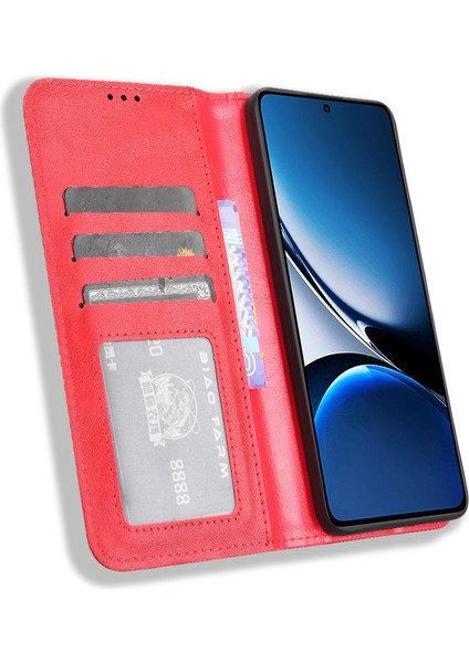 Xiaomi Redmi Turbo 4 5g/xiaomi Poco X7 Pro 5g Retro Pu Telefon Cüzdan Standı Kapağı-Kırmızı (Yurt Dışından)
