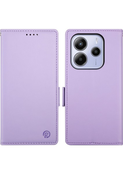 Xiaomi Redmi Note 14 4g (163.25X76.55X8.16MM) Pu Deri Cüzdan Telefon Kılıfı-Mor (Yurt Dışından)