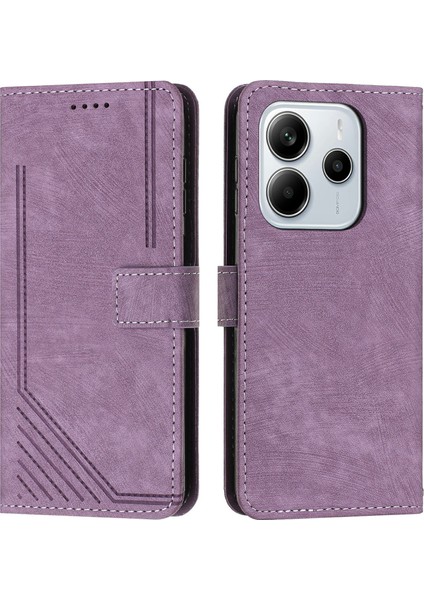 Xiaomi Redmi Note 14 4g (163.25X76.55X8.16MM) Stand-Mor Baskılı Çizgiler Deri Kılıf Için (Yurt Dışından)