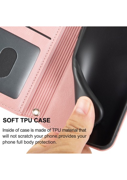 Xiaomi Redmi Note 14 Pro 4g Kılıf Cüzdan Skin-Touch Deri Baskılı Telefon Kapağı-Pembe (Yurt Dışından)