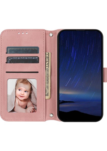 Xiaomi Redmi Note 14 Pro 4g Kılıf Cüzdan Skin-Touch Deri Baskılı Telefon Kapağı-Pembe (Yurt Dışından)