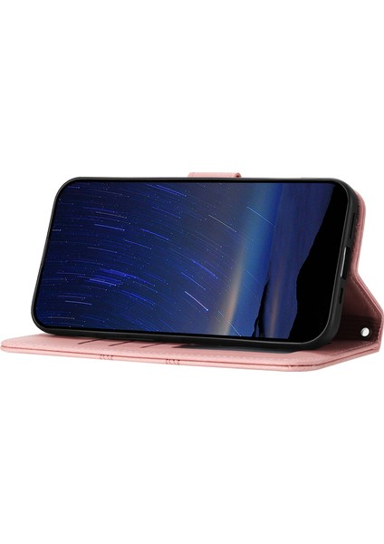 Xiaomi Redmi Note 14 Pro 4g Kılıf Cüzdan Skin-Touch Deri Baskılı Telefon Kapağı-Pembe (Yurt Dışından)