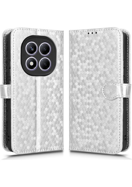Xiaomi Redmi Note 14 Pro 4g Nokta Desenli Baskı Pu Deri Telefon Kapağı-Gümüş (Yurt Dışından)