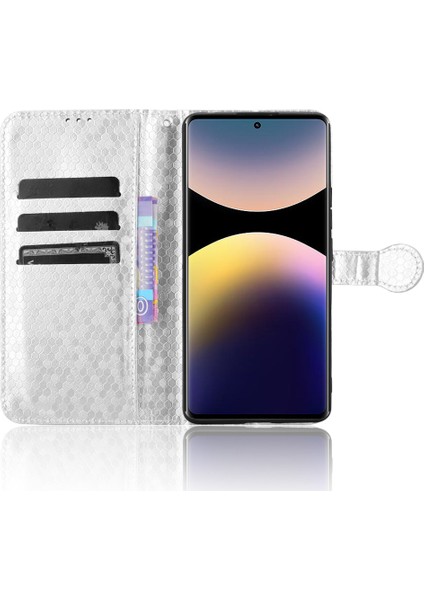 Xiaomi Redmi Note 14 Pro 4g Nokta Desenli Baskı Pu Deri Telefon Kapağı-Gümüş (Yurt Dışından) fiyatları