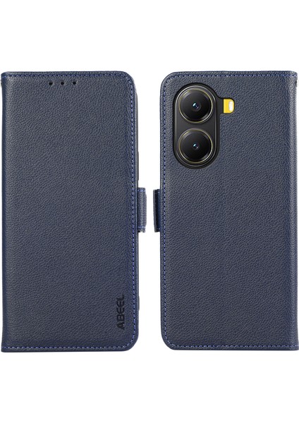 Xiaomi Poco X7 Pro 5g/redmi Turbo 4 5g Kılıf Litchi Doku Deri Rfıd Engelleme Telefon Kapağı-Mavi (Yurt Dışından)