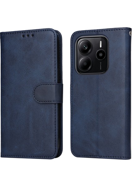 Xiaomi Redmi Note 14 4g (163.25X76.55X8.16MM) Kılıf Cüzdan Pu Deri Folyo Flip Telefon Kapağı-Mavi (Yurt Dışından)