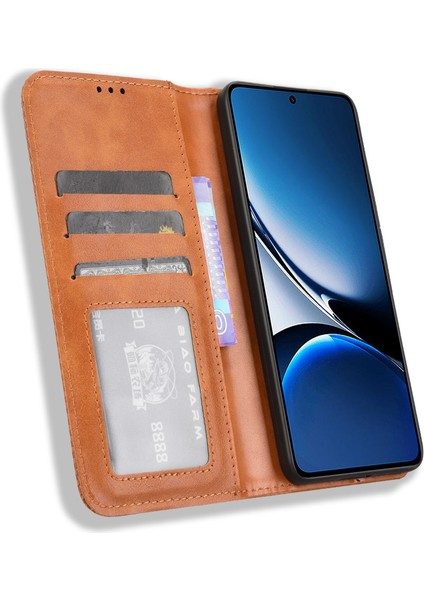 Xiaomi Redmi Turbo 4 5g/xiaomi Poco X7 Pro 5g Retro Pu Telefon Cüzdan Standı Kapak-Kahverengi (Yurt Dışından)