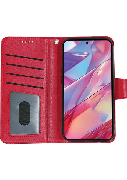 Xiaomi Redmi Note 13 5g Kılıf Standı Kartlıklı Cüzdan Deri Telefon Kapağı-Kırmızı (Yurt Dışından) modelleri