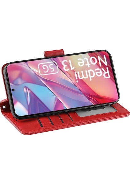 Xiaomi Redmi Note 13 5g Kılıf Standı Kartlıklı Cüzdan Deri Telefon Kapağı-Kırmızı (Yurt Dışından) fırsatları