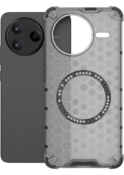 Xiaomi Redmi K80 5g Kılıf Magsafe Petek Tasarımı ile Uyumlu Tpu+Pc Telefon Kapağı-Gri (Yurt Dışından)