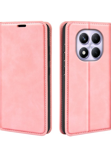 Xiaomi Redmi Note 14 Pro 4g Kılıf Skin Touch Deri Cüzdan Telefon Kapağı-Pembe (Yurt Dışından)