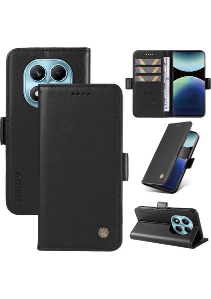 Xiaomi Redmi Note 14 Pro 4g Cüzdan Yıkatu YK-003 Deri Stand Kapağı - Siyah (Yurt Dışından)
