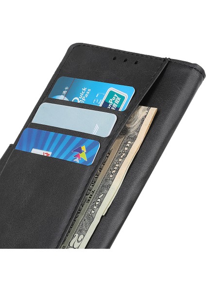 Xiaomi Redmi Note 14 5g Sığır Derisi Doku Deri Standlı Telefon Kapağı-Balck Için (Yurt Dışından)
