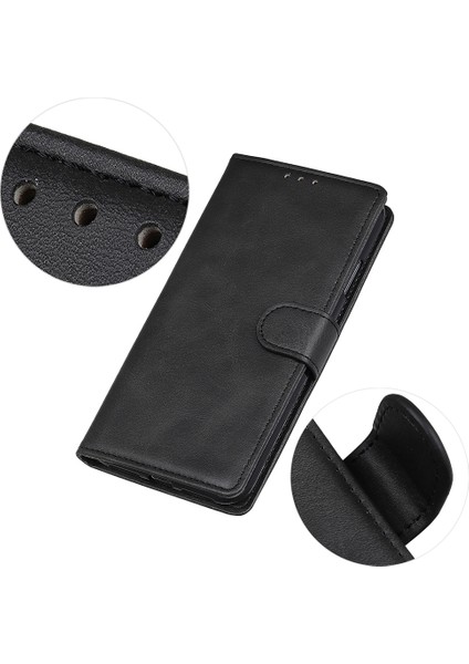 Xiaomi Redmi Note 14 5g Sığır Derisi Doku Deri Standlı Telefon Kapağı-Balck Için (Yurt Dışından)