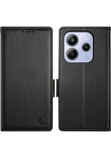 Xiaomi Redmi Note 14 4g (163.25X76.55X8.16MM) Pu Deri Cüzdan Telefon Kapağı-Balck Için (Yurt Dışından)