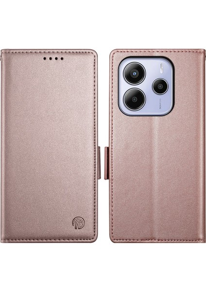 Xiaomi Redmi Note 14 4g (163.25X76.55X8.16MM) Pu Deri Cüzdan Telefon Kapağı-Gül Altın (Yurt Dışından)