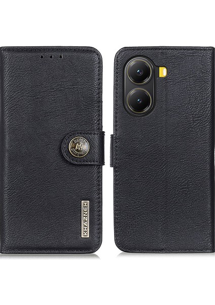 Xiaomi Redmi Için Turbo 4 5g/poco X7 Pro 5g Sığır Derisi Doku Deri Flip Telefon Kapağı-Balck (Yurt Dışından)