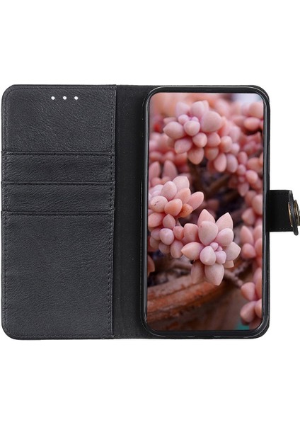 Xiaomi Redmi Için Turbo 4 5g/poco X7 Pro 5g Sığır Derisi Doku Deri Flip Telefon Kapağı-Balck (Yurt Dışından)