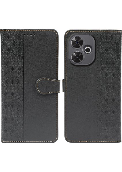 Xiaomi Redmi 13 4g/5g Kılıf Manyetik Toka Dört Yapraklı Yonca Deri Telefon Kapağı-Balck Için (Yurt Dışından)
