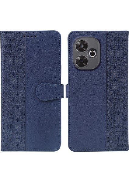 Xiaomi Redmi 13 4g/5g Kılıf Manyetik Toka Dört Yapraklı Yonca Deri Telefon Kapağı-Mavi Için (Yurt Dışından)