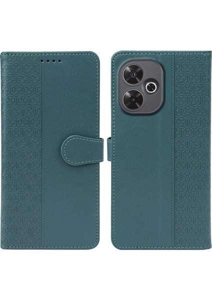 Xiaomi Redmi 13 4g/5g Kılıf Manyetik Toka Dört Yapraklı Yonca Deri Telefon Kapağı-Yeşil (Yurt Dışından)