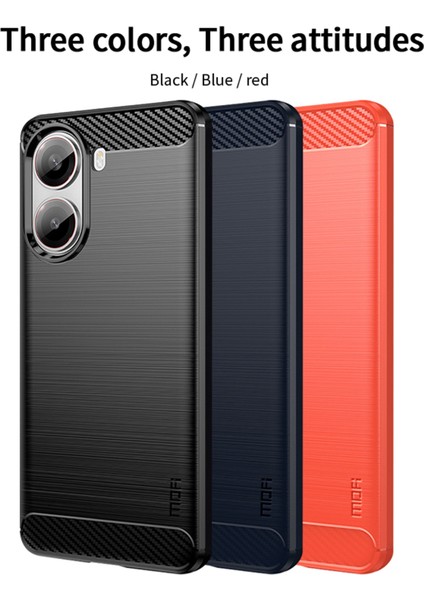 Xiaomi Redmi Turbo 4 5g Arka Kapak Mofı Fırçalanmış Doku Karbon Fiber Yumuşak Tpu Kılıf-Mavi Için (Yurt Dışından) modelleri