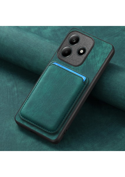 Xiaomi Redmi Note 14 5g Kılıf Için Magsafe Deri Arka Kapak ile Uyumlu Çıkarılabilir Kart Tutucu-Yeşil (Yurt Dışından)