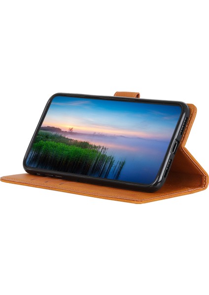 Xiaomi Poco X7 Pro 5g/redmi Turbo 4 5g Sığır Derisi Doku Deri Standlı Telefon Kapağı-Kahverengi (Yurt Dışından)