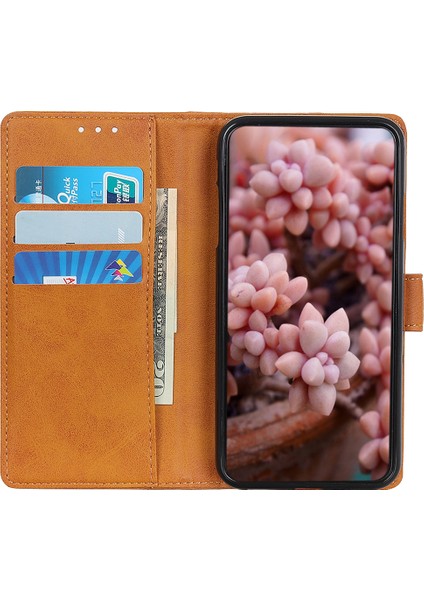 Xiaomi Poco X7 Pro 5g/redmi Turbo 4 5g Sığır Derisi Doku Deri Standlı Telefon Kapağı-Kahverengi (Yurt Dışından)