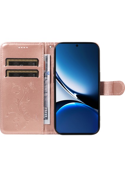 Xiaomi Redmi Turbo 4 5g Pu Çiçek Desenli Cüzdan Standlı Telefon Kapağı-Gül Altın (Yurt Dışından) fırsatları