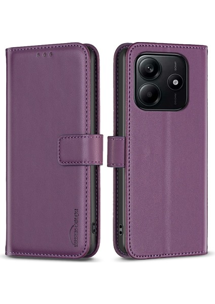 Xiaomi Redmi Note 14 4g (163.25X76.55X8.16MM) Kılıf Cüzdan Folyo Flip Deri Kapak-Koyu Mor (Yurt Dışından)