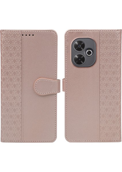 Xiaomi Redmi 13 4g/5g Kılıf Manyetik Toka Dört Yapraklı Yonca Deri Telefon Kapağı-Gül Altın Için (Yurt Dışından)