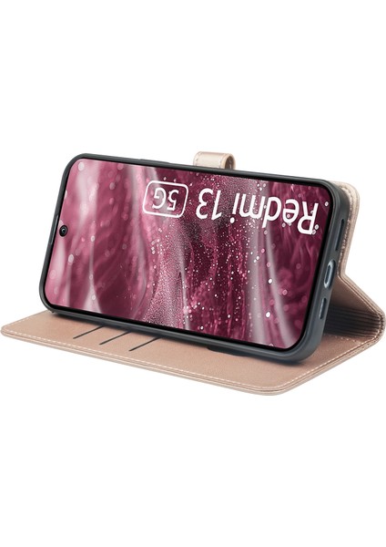 Xiaomi Redmi 13 4g/5g Kılıf Manyetik Toka Dört Yapraklı Yonca Deri Telefon Kapağı-Gül Altın Için (Yurt Dışından)