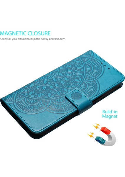 Xiaomi Redmi Note 14 4g (163.25X76.55X8.16MM) Cüzdan Çiçek Baskılı Deri Kapak Çevirin Kayışlı-Mavi (Yurt Dışından) modelleri