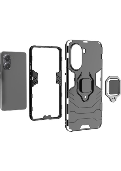 Xiaomi Redmi Için Turbo 4 5g Kılıf Pc+Tpu Koruyucu Halkalı Kickstand-Mavi (Yurt Dışından) modelleri